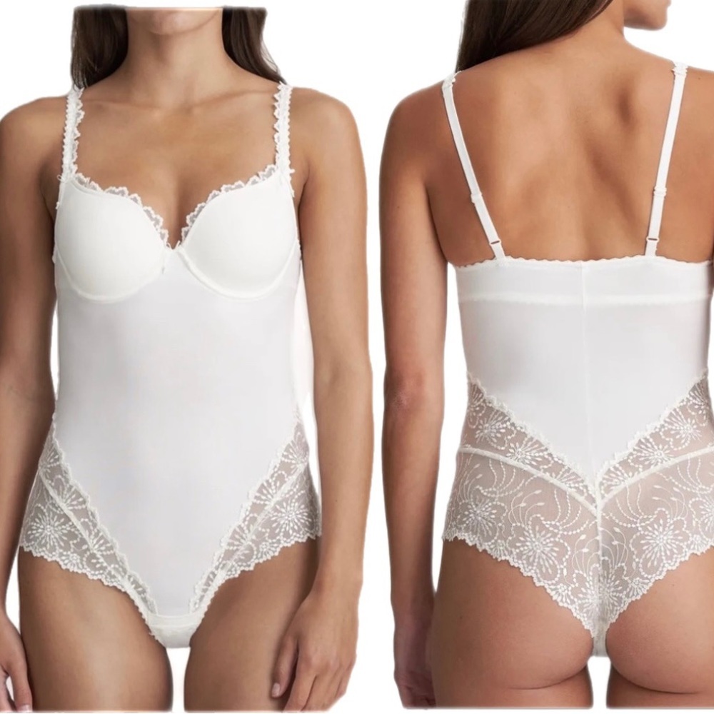 MARIE JO JANE INTIMATES BODYSUIT WITH SOFT CUPS & LACE ACCENTS 36B